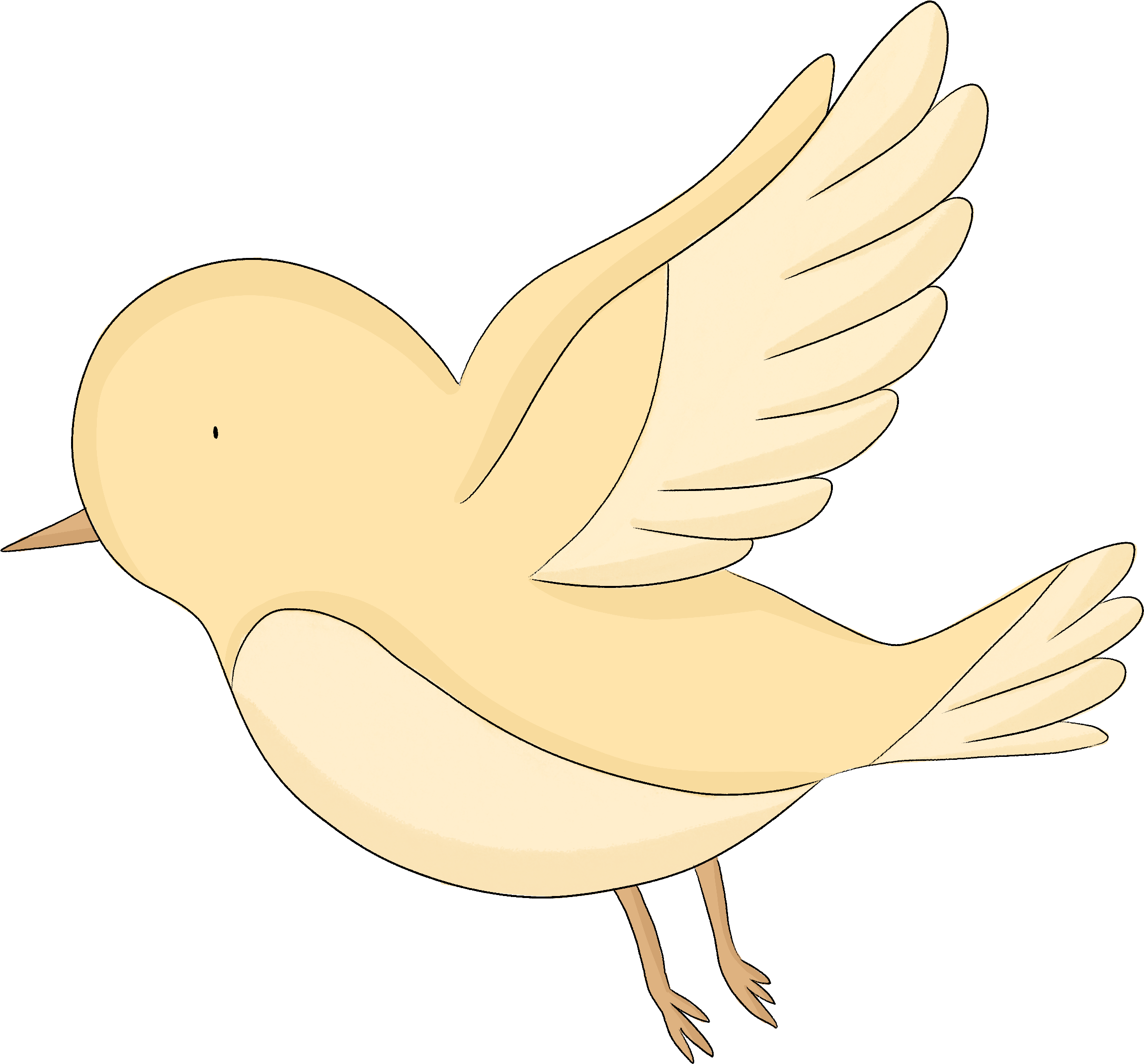 A drawing of a yellow bird accompanies the other birds.